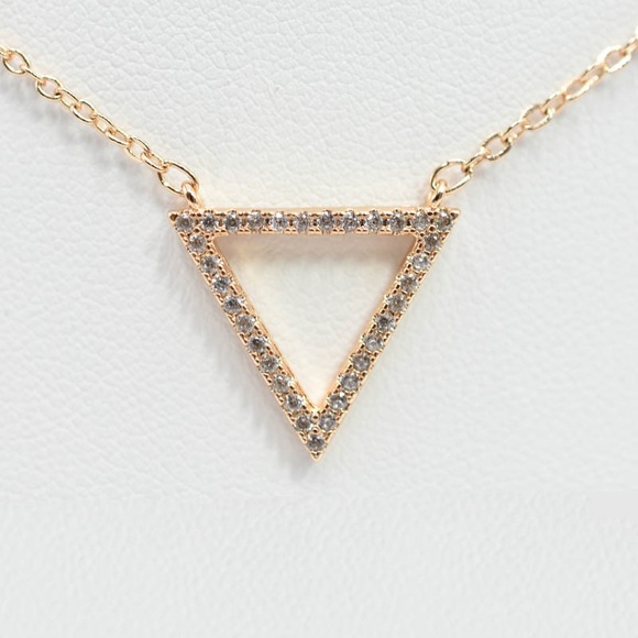 Dainty 14k Gold Plated Pave Triangle Necklace - Picture 3 of 5